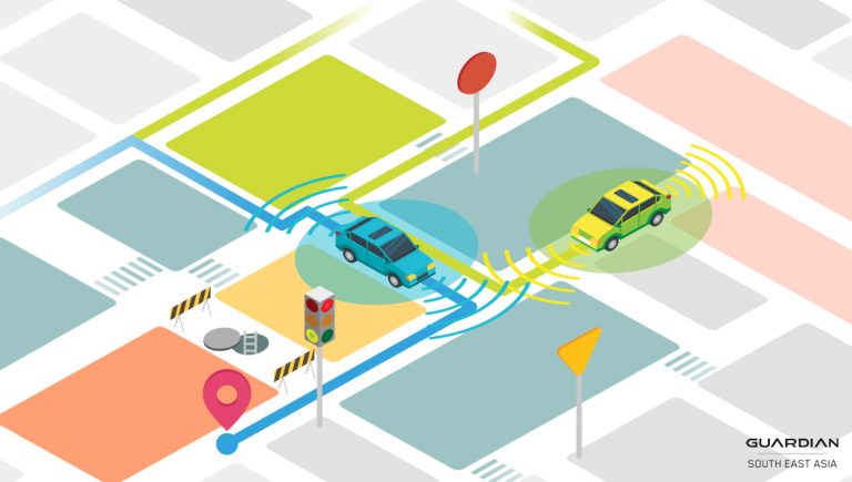 road illustration showing car tracking