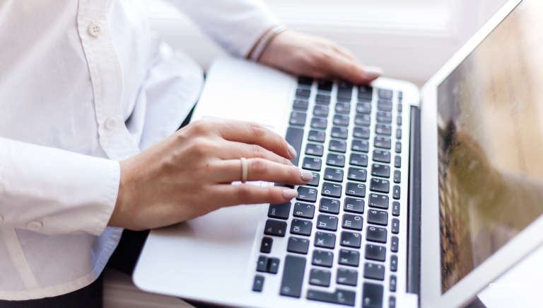 woman using laptop