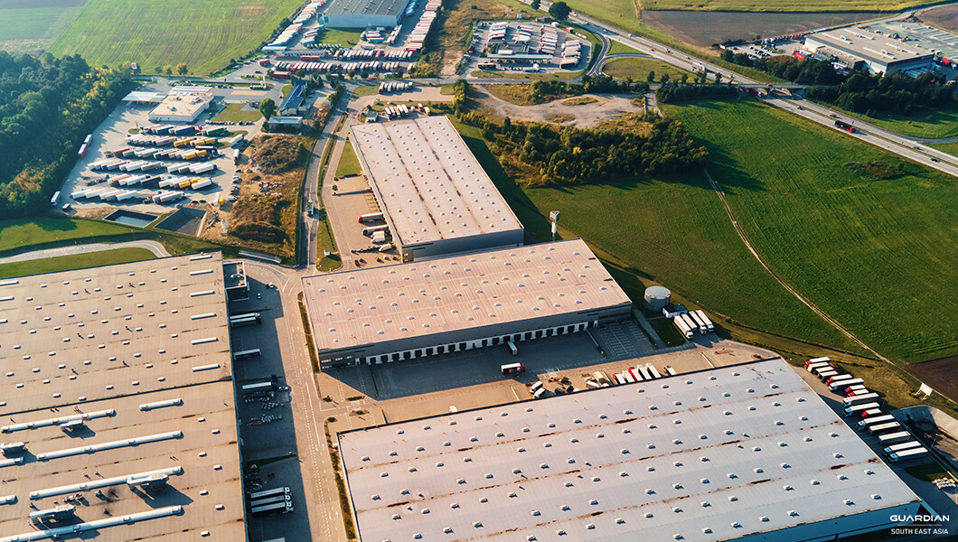 aerial view of parking spaces