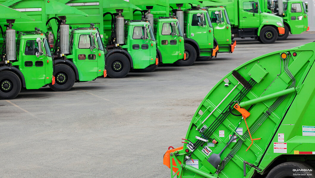 multiple green trucks