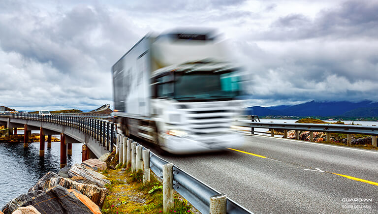 white truck on the road