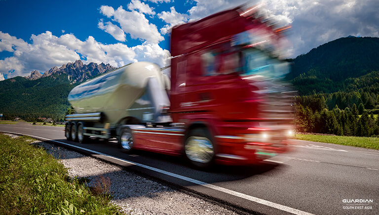 red ten wheeler truck