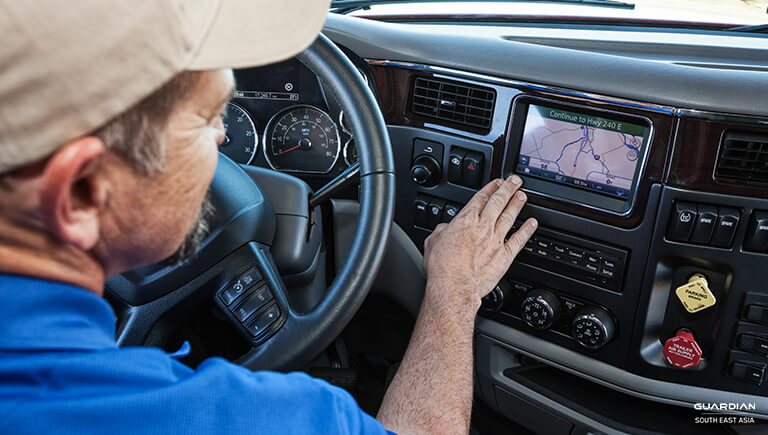 man with cap using navigation menu